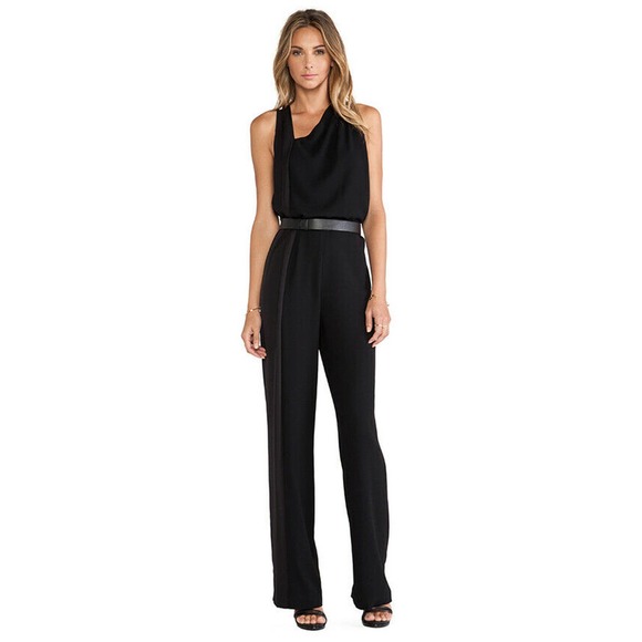 Halston Heritage Pants - Halston Heritage Sleeveless Asymmetrical Jumpsuit
